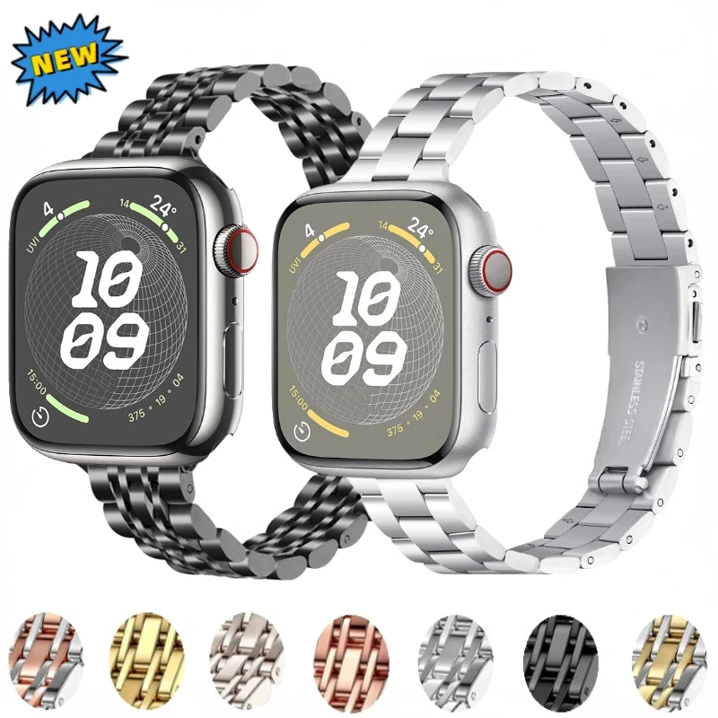 

Тонкий металлический ремешок для Apple Watch 10 9 8 7 41 мм 45 мм 42 мм 46 мм, женский браслет из нержавеющей стали iWatch Ultra 49 мм 6 5 4 SE Correa