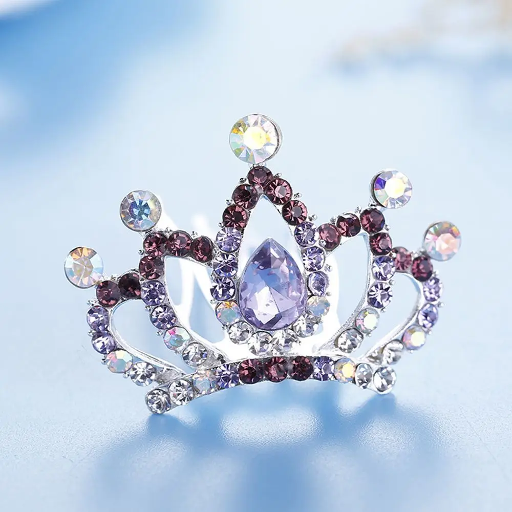 1Pc Fashion Mini Crystal Rhinestone Princess Crown Hair Comb Birthday Party Gift Tiaras For Girls Kids Hair Jewelry Accessories
