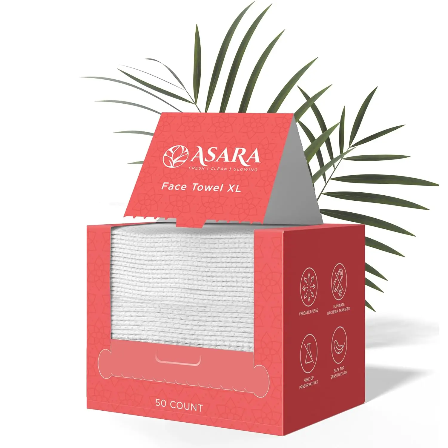 XL Disposable Face Towels - Add Water for Makeup Remover, Sensitive Skin, Organic Vegan Biodegradable, 50 Count