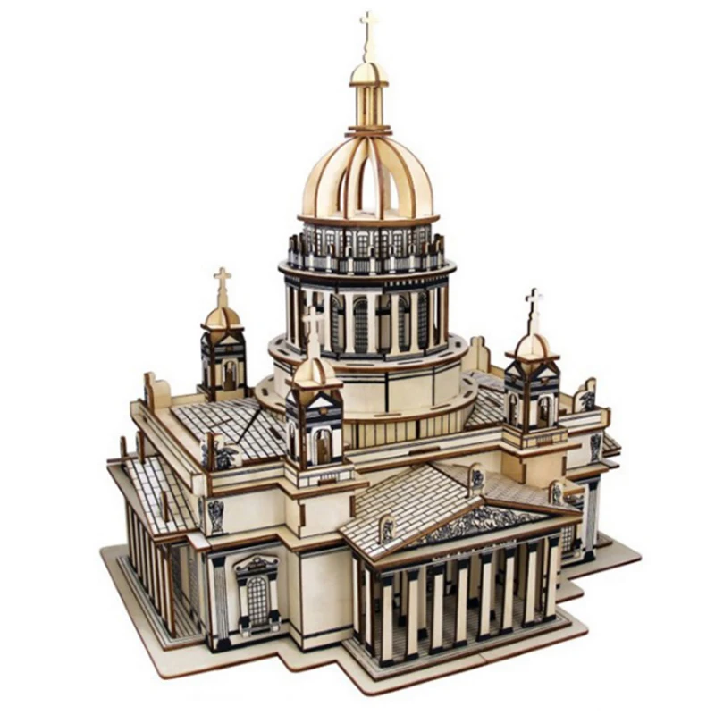 

Issa Kiev Cathedral 3D Puzzle Wooden Jigsaw Famous Church Big Size Wood Building Model DIY Toys For Children Kids Gift