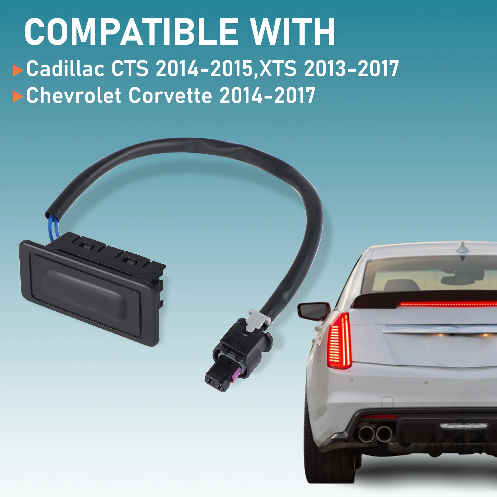 

For 2014-2015 Cadillac CTS 2013-2017 XTS 2014-2017 Corvette Rear Tailgate Handle Switch Button 22799049 ABS Black 1PC