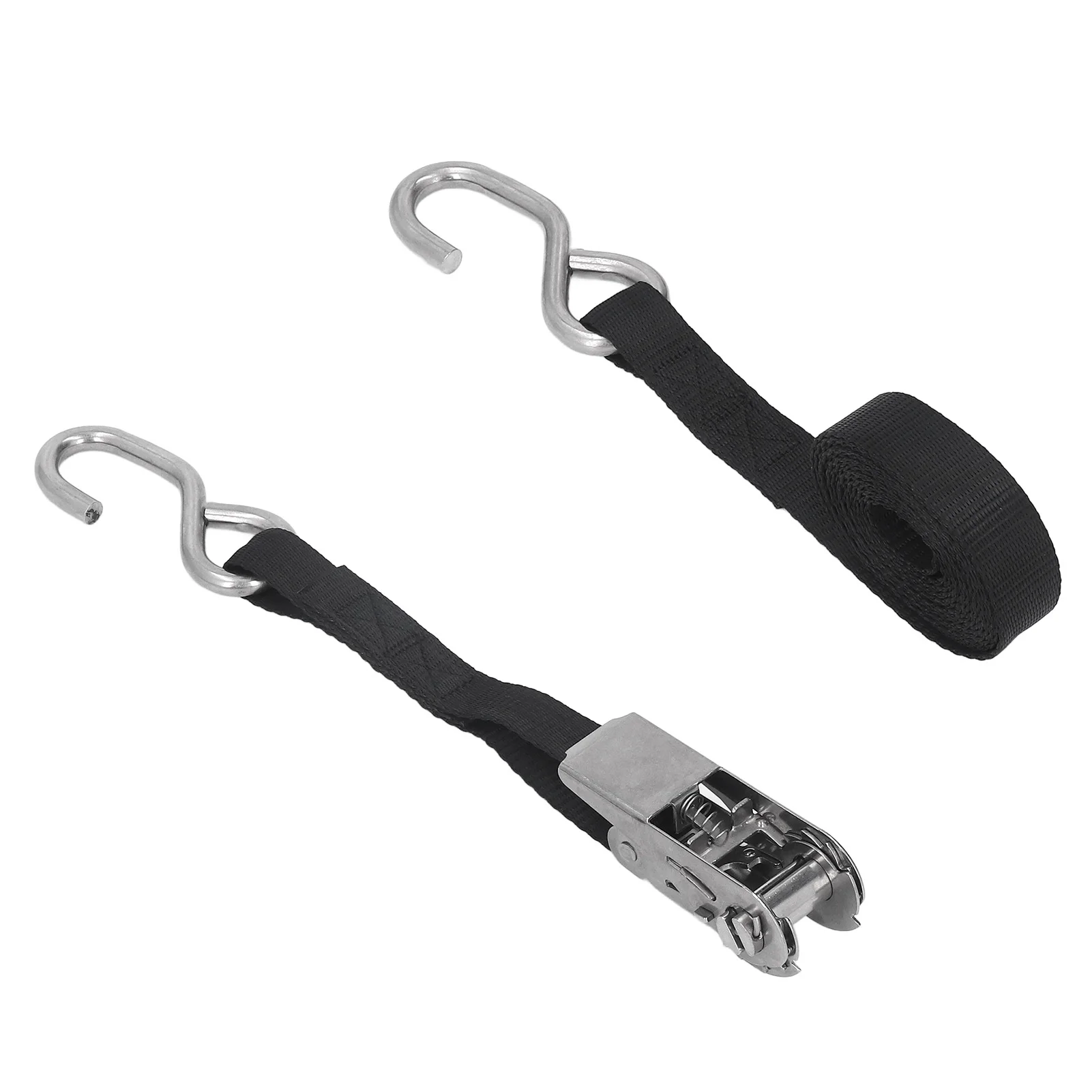 

1in 25mm Ratchet Tie Down Straps Black Rust Proof Precise Stitching for MotorcycleTrailer Truck Kayak Boat