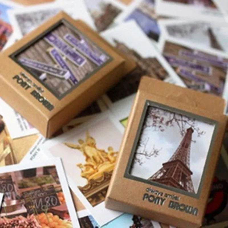 40Pcs/Lot Vintage Scenery Mini Lomo Card Boxed Postcard Gift Message Cards