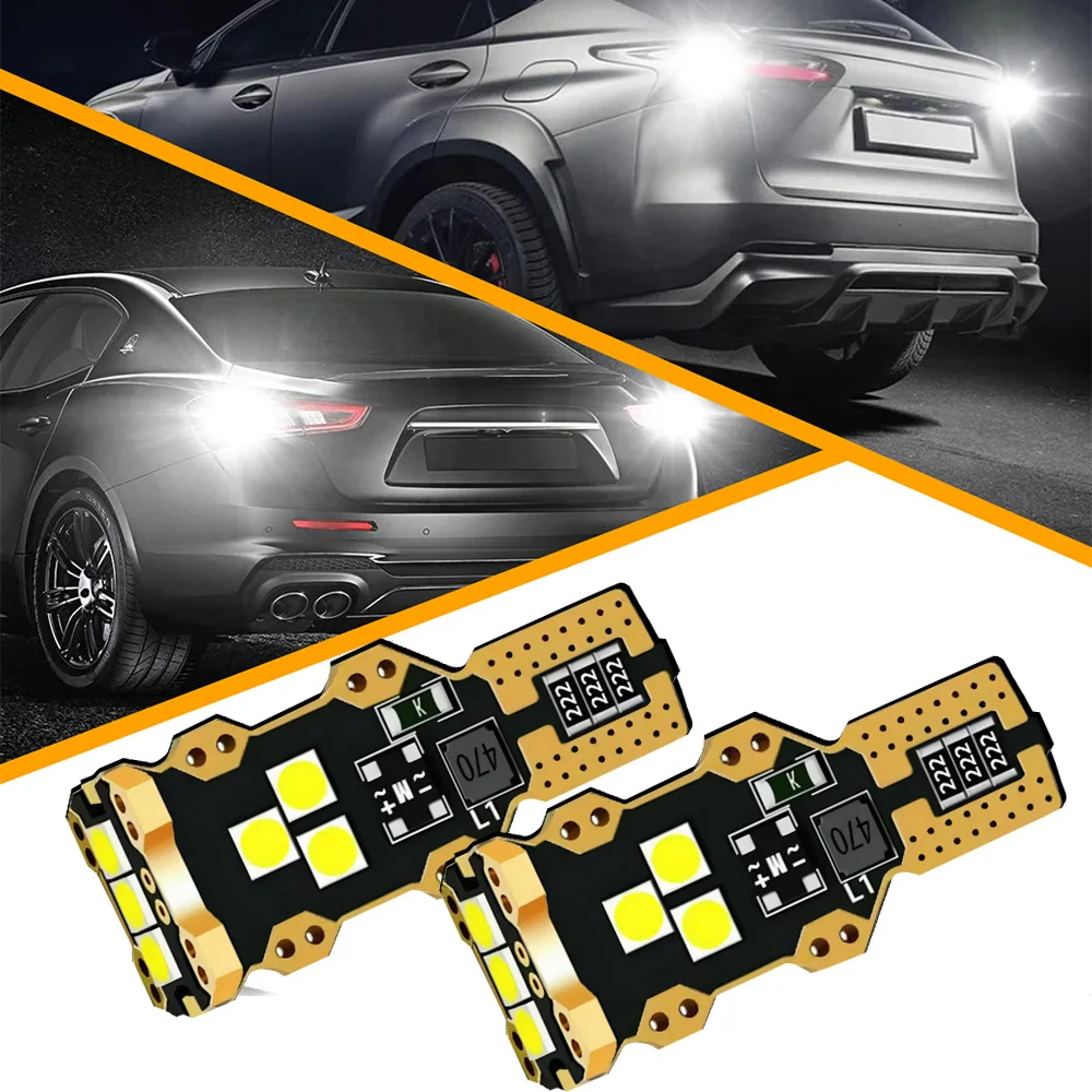 2 PCS 921 912 W16W 904 906 916 T15 LED Warning Signal Reverse Back Up Light Bulb Canbus Error Free 6500K Xenon Super White