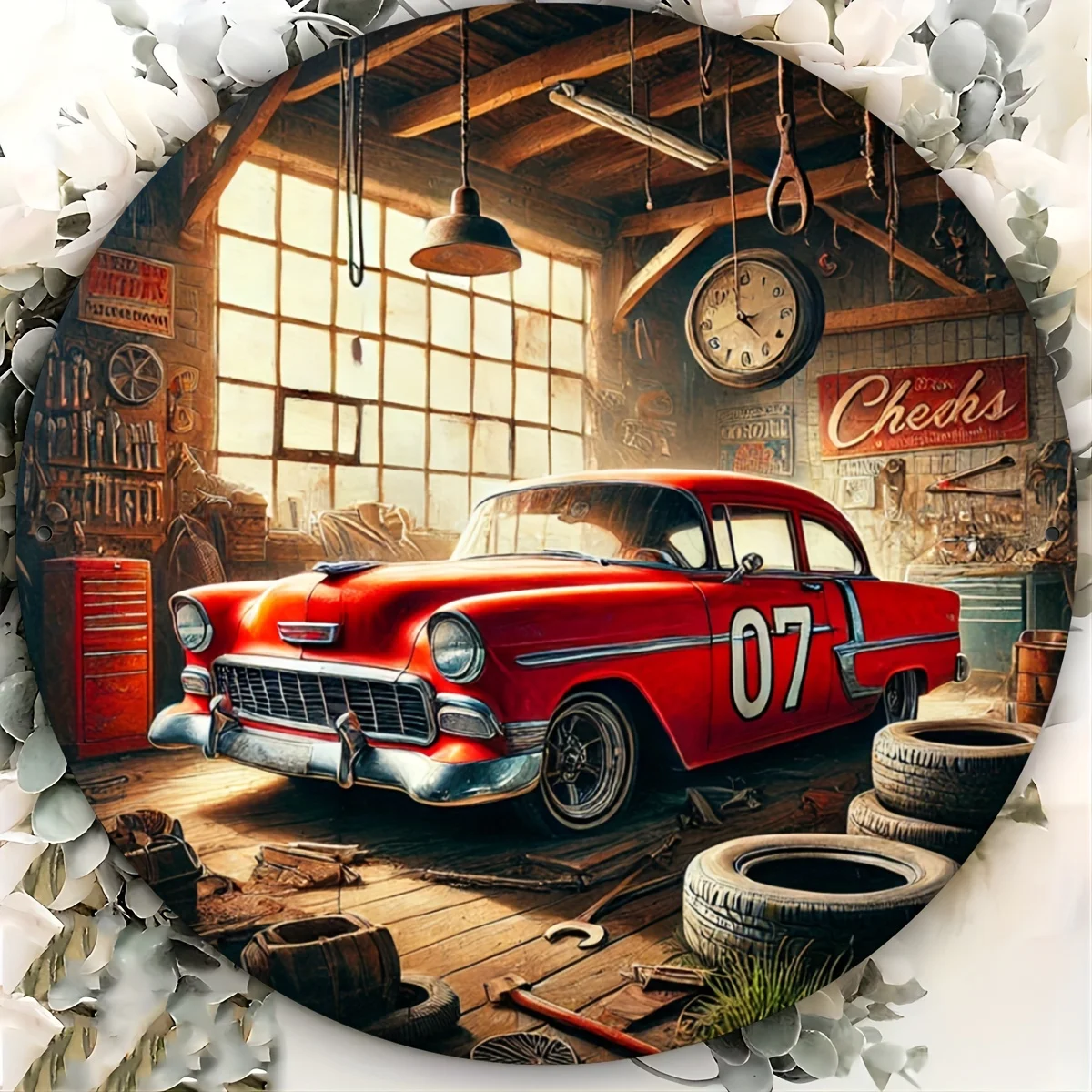 Kreisförmiges Eisen-Metallschild im Vintage-Stil für Auto – Retro-Wandkunst-Dekoration, Heimdekoration für Liebhaber