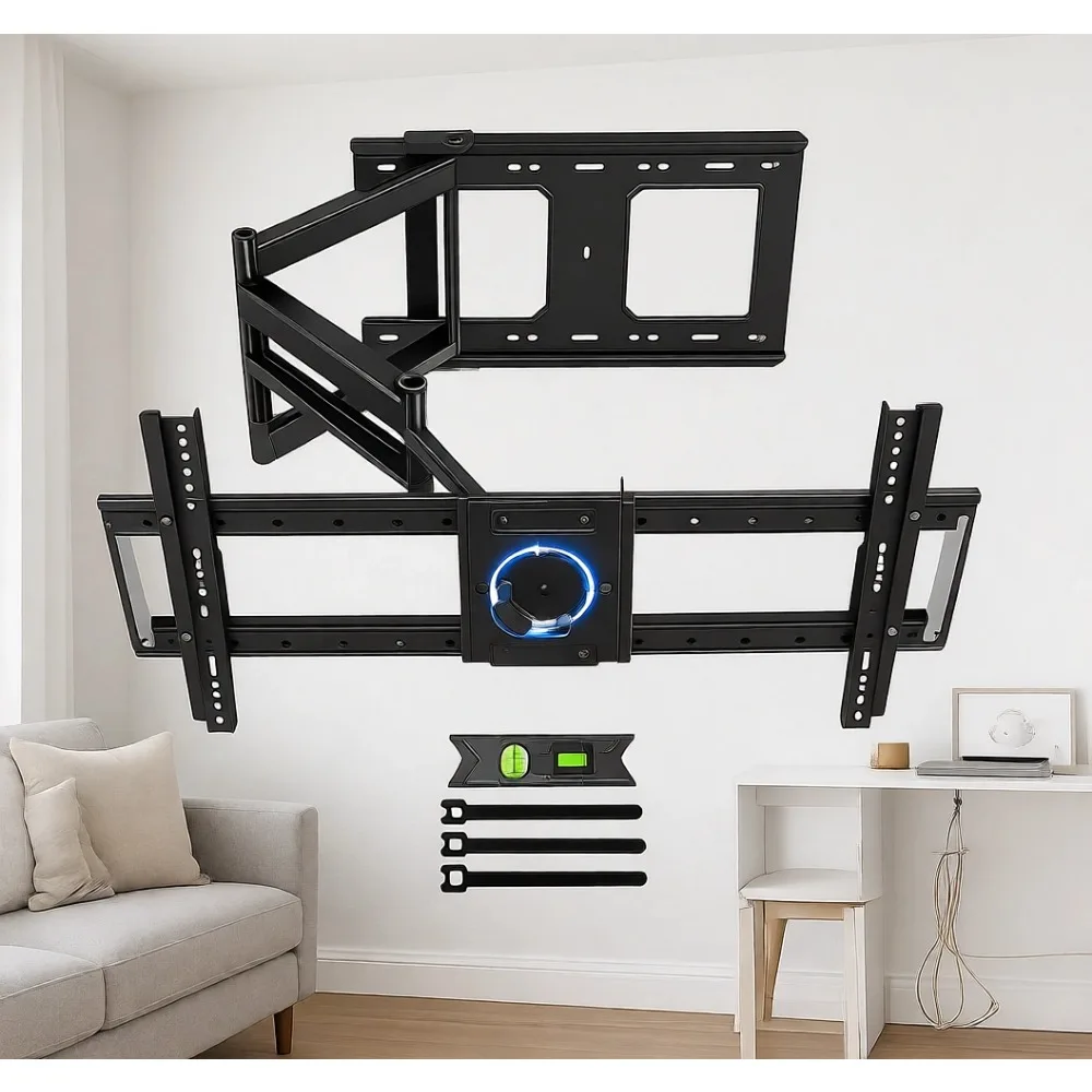 

Удлиненный настенный кронштейн для телевизора с поворотом на 180°, наклоном на 90° и регулировкой уровня для экранов от 37 до 75 дюймов, для деревянных стоек, до 132 фунтов