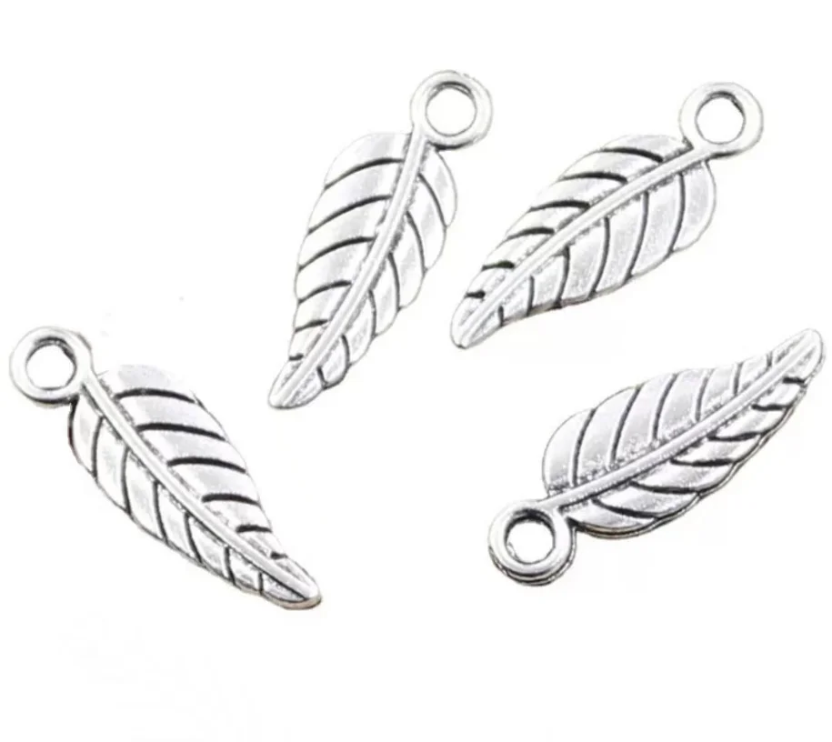 

50pcs 20*7mm Zinc Alloy metal leaf shaped pendants for jewelry making HW2691