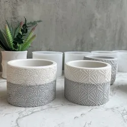 Round Pattern Flower Pot Silicone Mold Concrete Cement Gypsum Resin Flower Pot Vase Mold DIY Handmade Art Making Candle Jar Mold