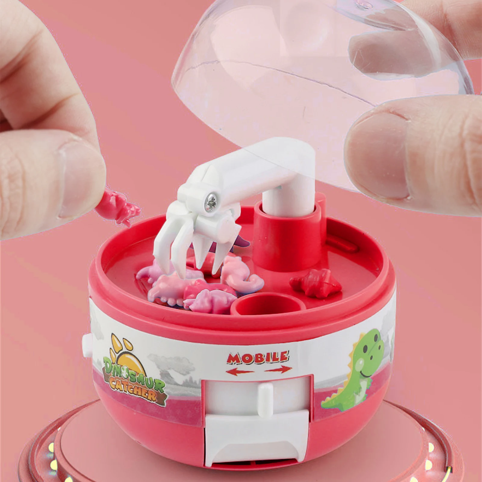 Anime Mini Claw Machine Capsule Toy Catch Dinosaur Game Cute Catcher Stress Relief Micro Dino Figures Gashapon Figures For Kids