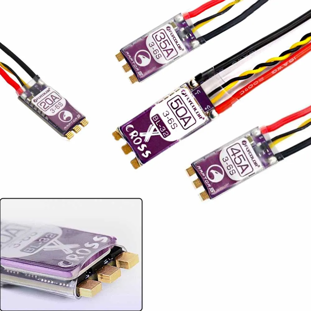 FLYCOLOR Raptor serii 5 ESC 20A 35A 45A 50A regulator prędkości 3-6S bezszczotkowa elektryczna regulacja BL-32 dla dronów wielowirnikowych