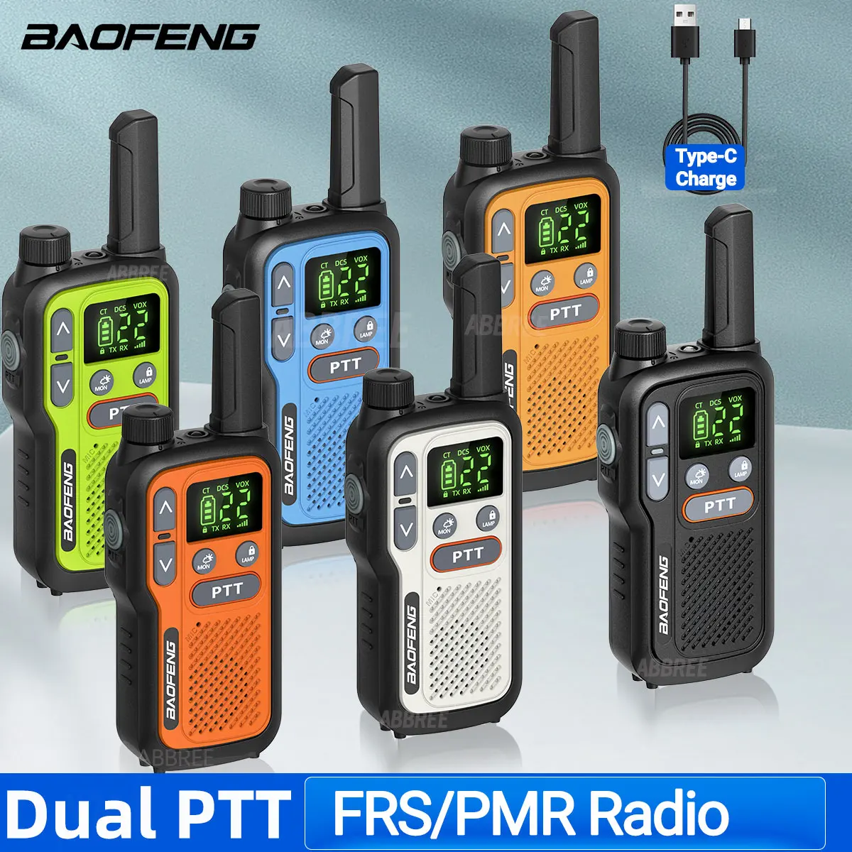 

2PCS Baofeng BF-T18 PMR FRS Mini Walkie Talkie Dual PTT Type-C Licence-free NOAA for BF-888S UV-5R Two Way Ham Radio for Camping