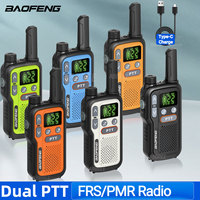 2PCS Baofeng BF-T18 PMR FRS Mini Walkie Talkie Dual PTT Type-C Licence-free NOAA for BF-888S UV-5R Two Way Ham Radio for Camping