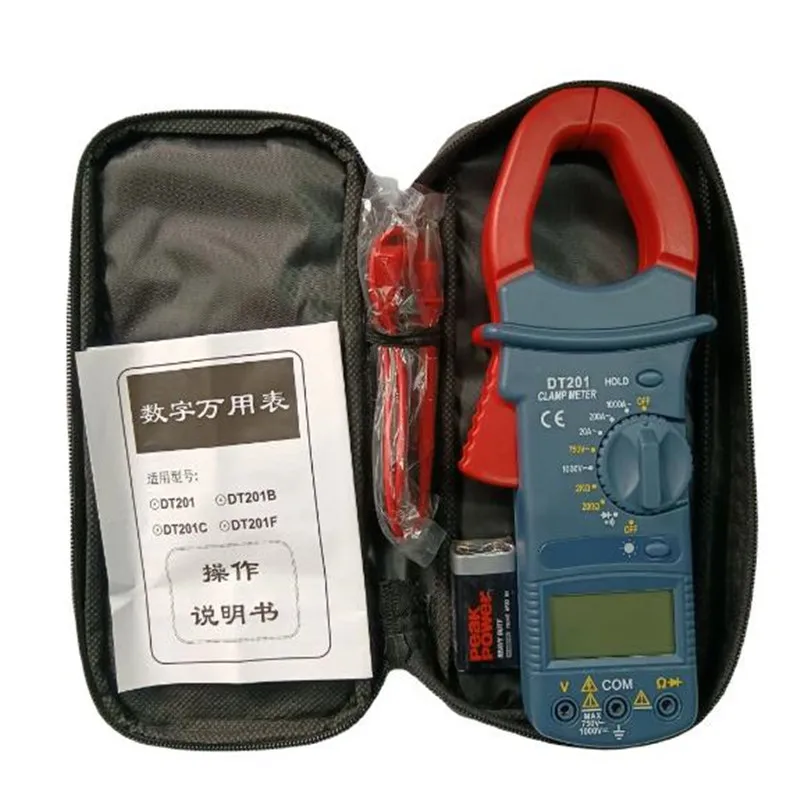 DT201 Clamp on ammeter Clamp on multimeter data holding large jaw 1000A convenient type