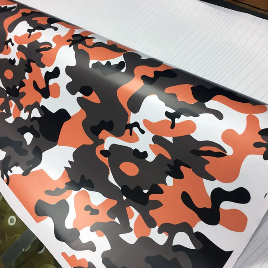 Premium digital Orange Camouflage Vinyl Film Foil Car Wrap With Air Bubble Free Vehicle Motorbike Scooter Decal Sticker Wrapping