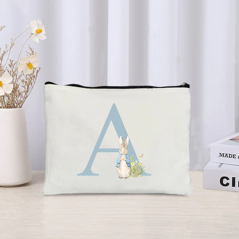 Cute Letters with Bunny Makeup Bag Ladies Wedding Gift Travel Cosmetic Organizer Toilet Storage Pouch Luxury Women Handbag Purse