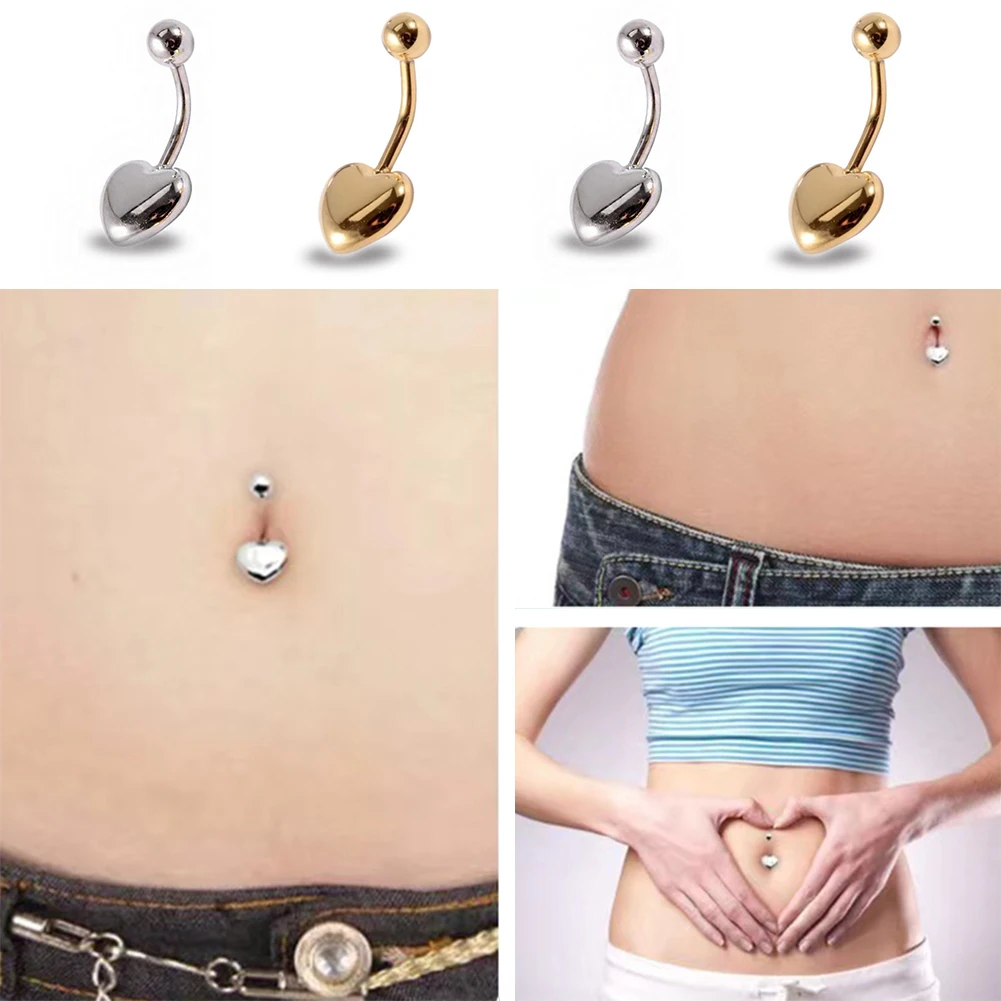 Peach Heart Navel Ring Navel Jewelry Pierced Jewelry Fashion Jewelry Stainless Steel Navel Ring Navel ring Belly Navel