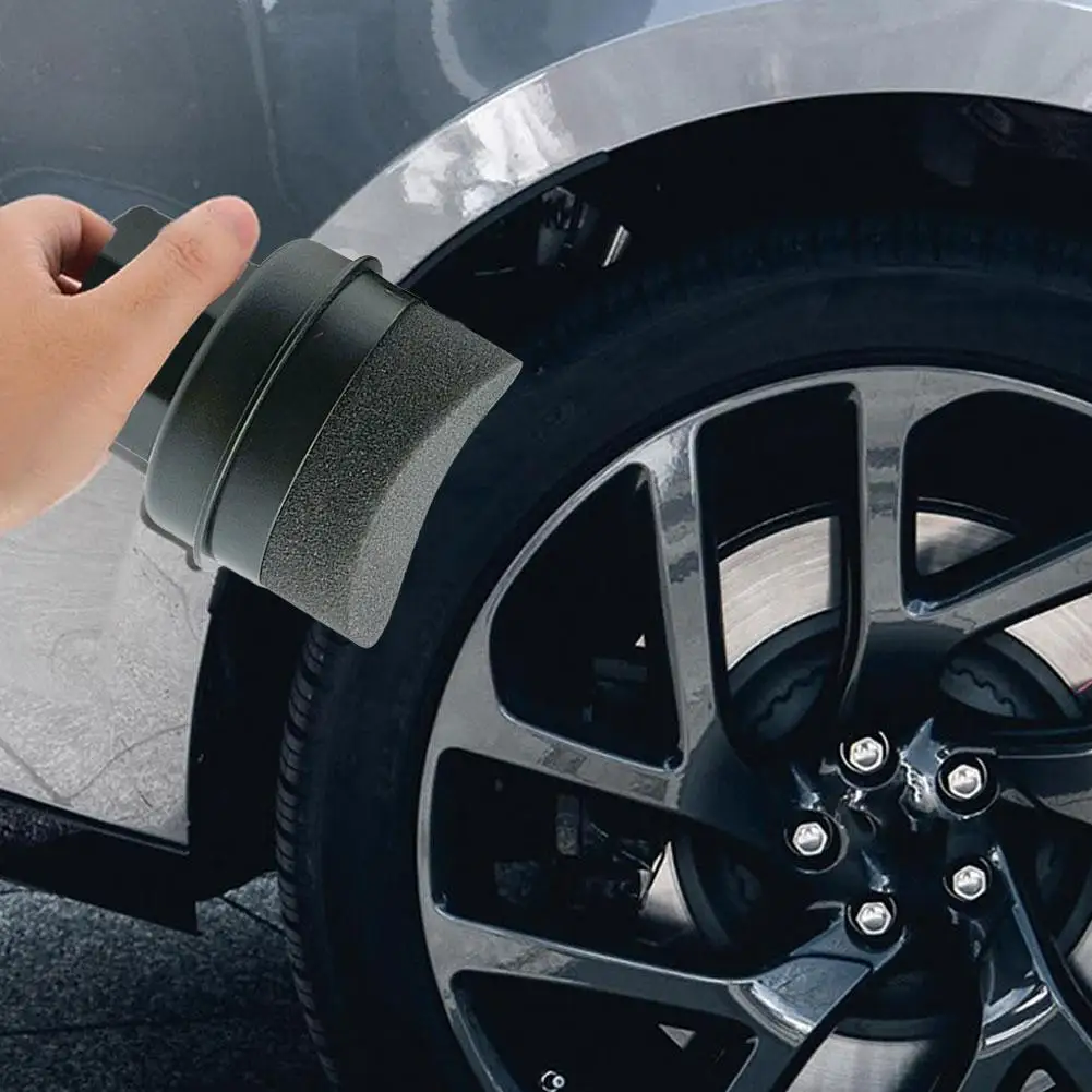 Curved Tire Wax Applicator Sponge with Lid Ergonomic Car Tire Cleaning Dressing Pad Detailing Tool for Car Waxing Cleaning Tool