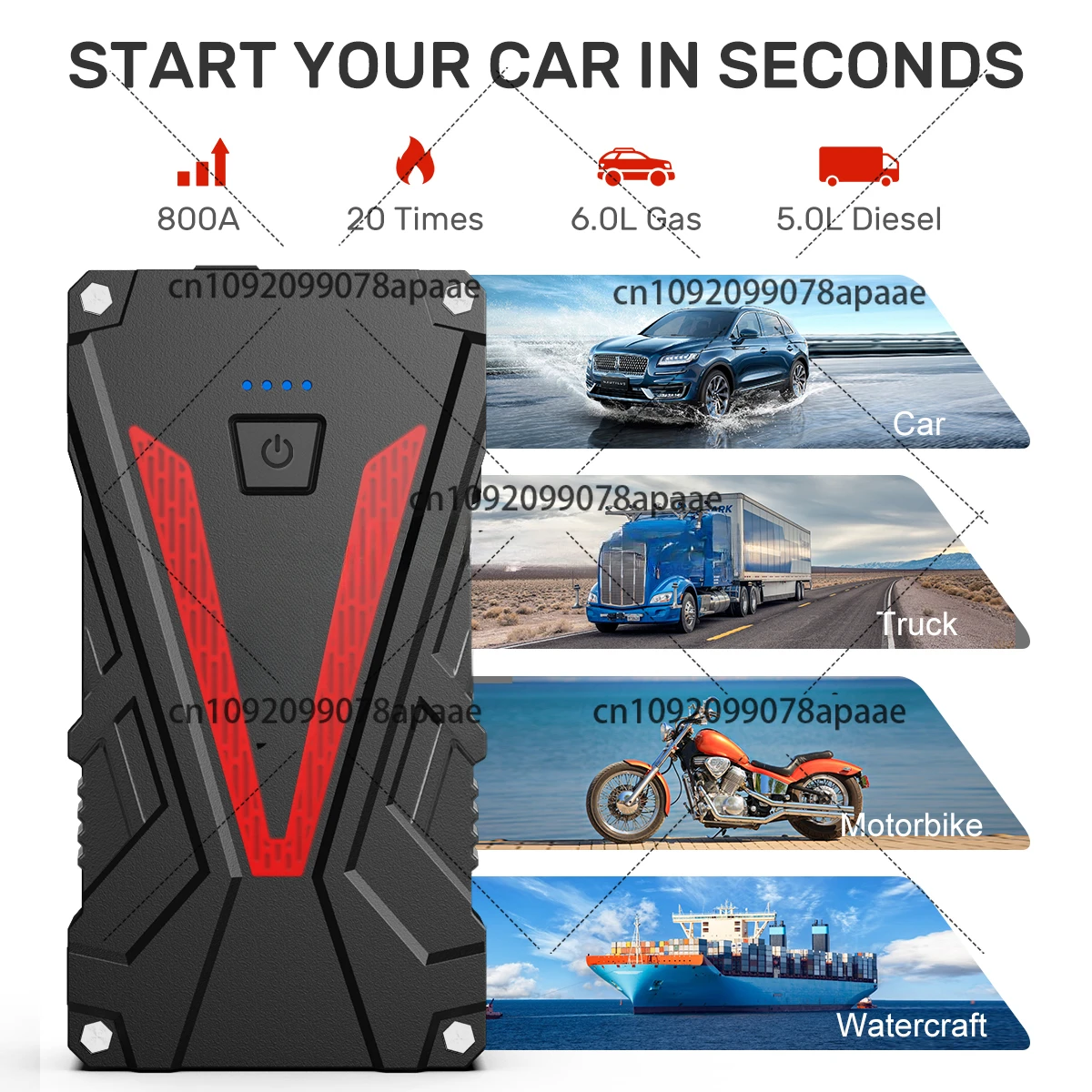 Car Booster Multi-function Emergency Tools 1500A 2000A  Peak Current LED Flashlight Power Bank Car wholesale Jump Starter