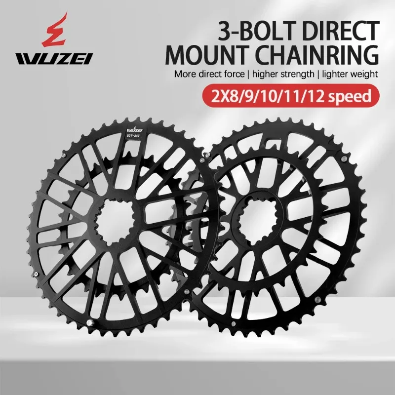 

WUZEI 3 Bolt 2X Folding Gravel Bicycle Chainwheel 8/9/10/11/12S 46/30T 48/32T 50/34T 52/36T 53/39T Road Bicycle Link