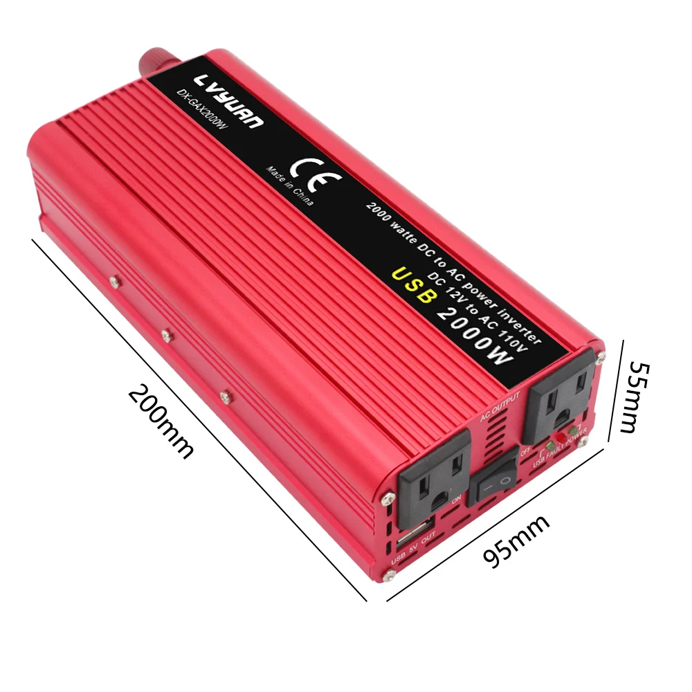 1500W/2000W/2600W DC12V to AC110V Portable Car Power Inverter Charger Converter Adapter US Socket Auto accessories