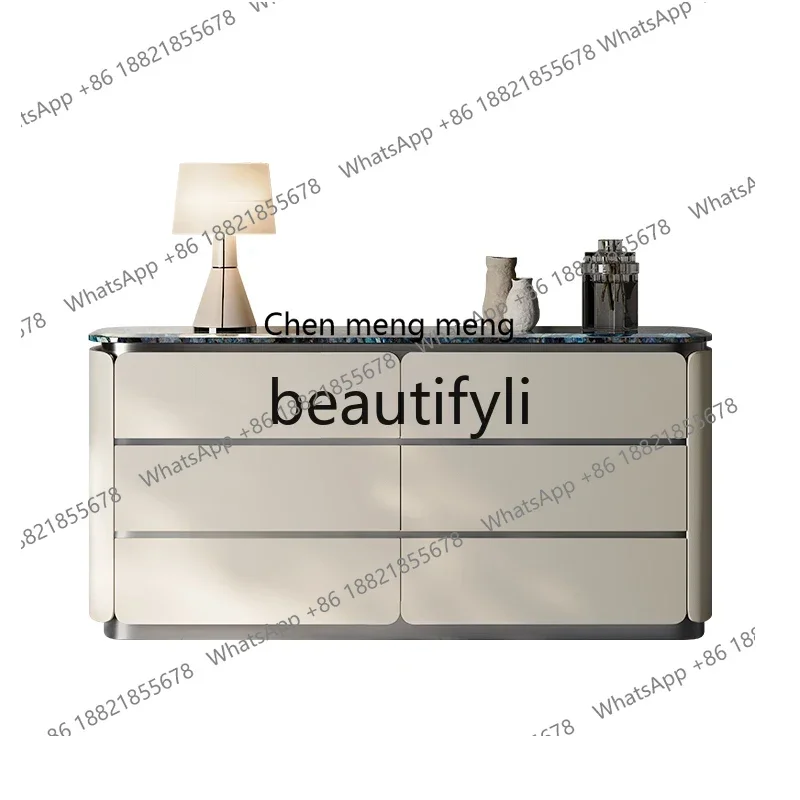 

N178 C Italian minimalist marble six-bucket locker floor-to-ceiling high-end light luxury solid wood dining side cabinet
