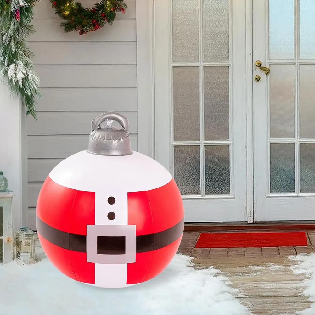 40cm Giant Inflatable Christmas Ball Large Outdoor Decorated Ball Outdoor Christmas Decorations Holiday Yard Lawn Porch Decor