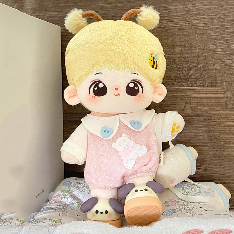 20cm Cute Fashion Cool Suit Bee Plush Idol Doll Diy Clothes Soft Stuffed No Attributes Boy Cotton Doll With Skeleton Gifts