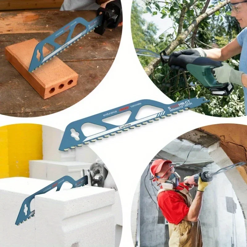 Lama per sega alternativa per muratura da demolizione da 1 pezzo da 12 pollici - Lama in lega dura per tagliare mattoni, legno, metallo, tubo in PVC, cemento poroso