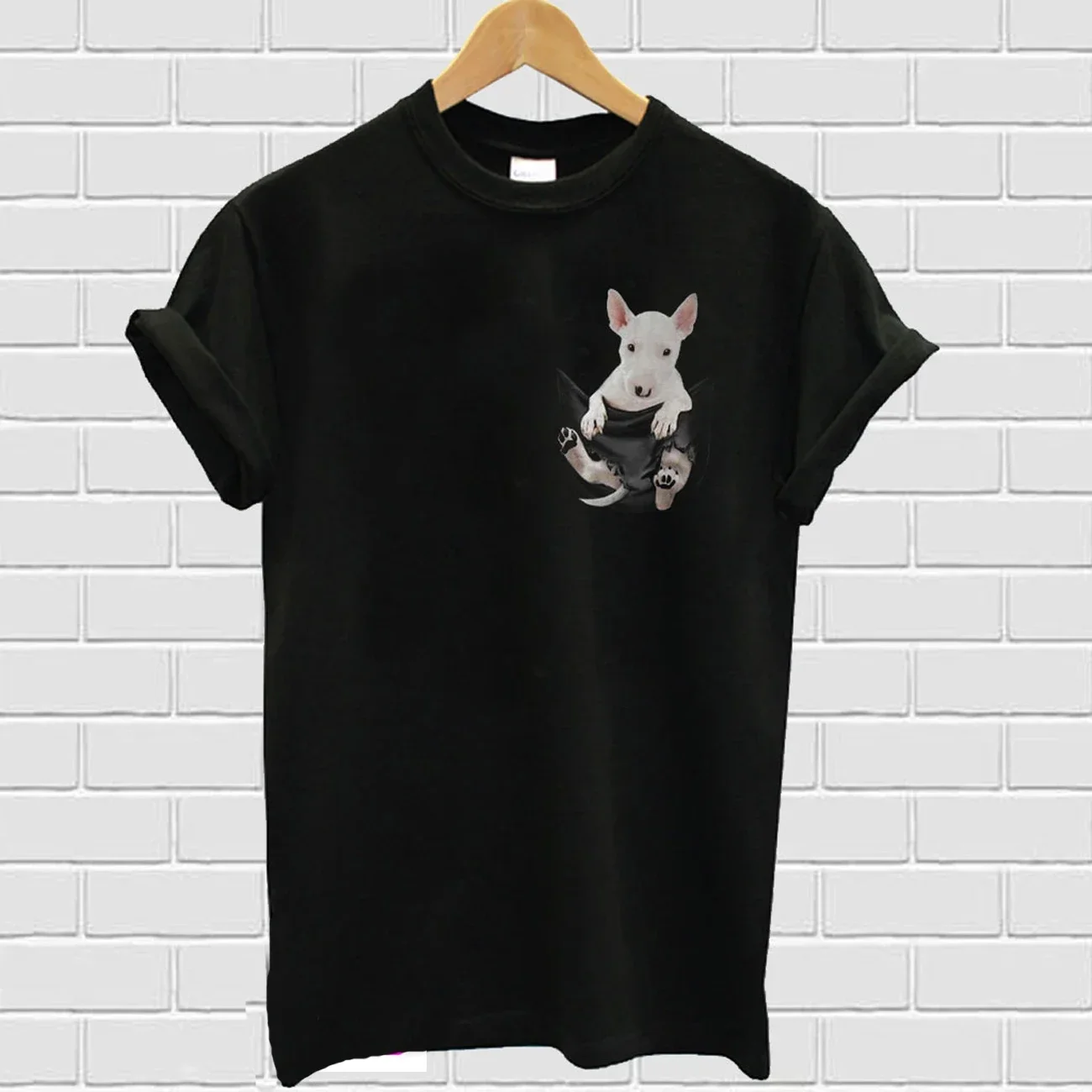 

Bull Terrier in Pocket Funny Dog Lovers Gift T-Shirt 100% Cotton O-Neck Summer Short Sleeve Casual Mens T-shirt Size S-3XL