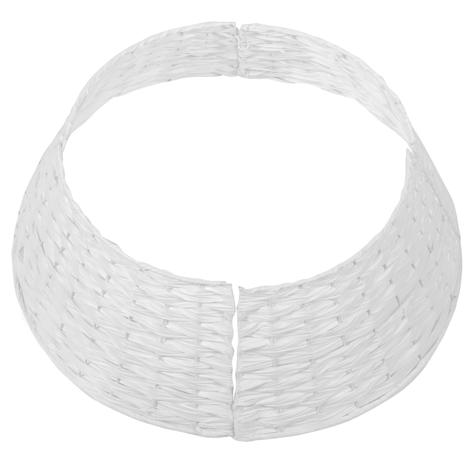 

Christmas Tree Skirt White Small Handwoven Basket Base Cover Plastic Rings Collar Xmas Decorations Tree Collar Woven Texture