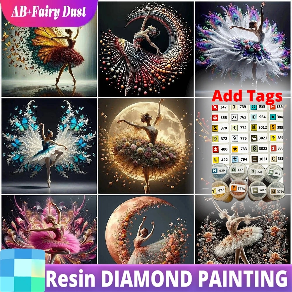 

Набор для творчества AB Fairy Dust Resin DIY: Алмазная вышивка 5D «Балерина», полная выкладка, портрет, мозаика, луна, цветы, товары для рукоделия