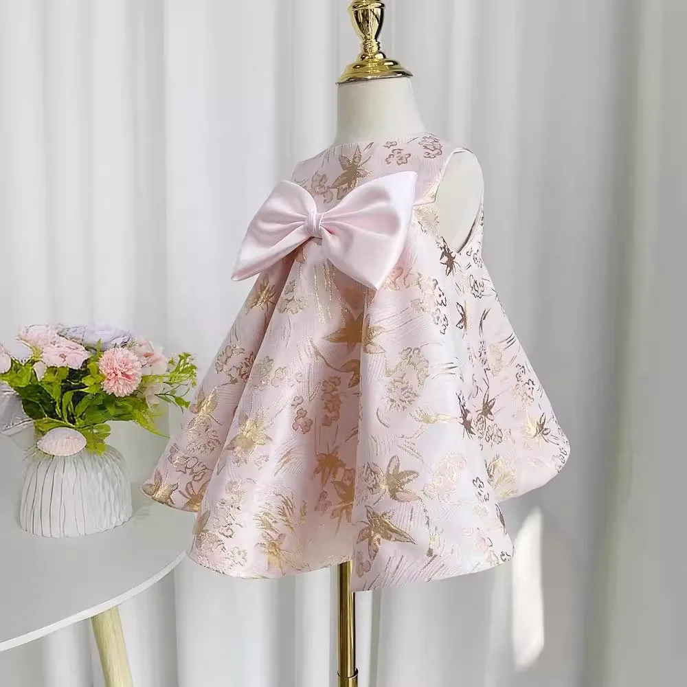 2024 Sweet Princess Girls Dress Baby Girl Birthday Party Dresses Cute Children Ball Gown Newborn Satin Vestidos Flower Clothes