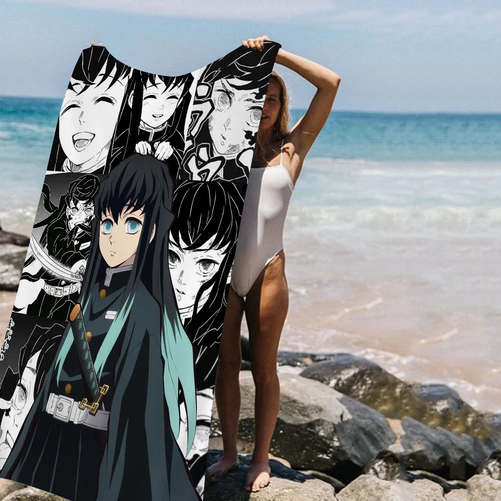 Muichiro Tokito อะนิเมะคลาสสิก Vintage การ์ตูนผ้าเช็ดตัวชายหาดน่ารัก Kawaii ตกแต่งห้องอาบน้ําเด็กผ้าเช็ดมือสําหรับห้องน้ํา