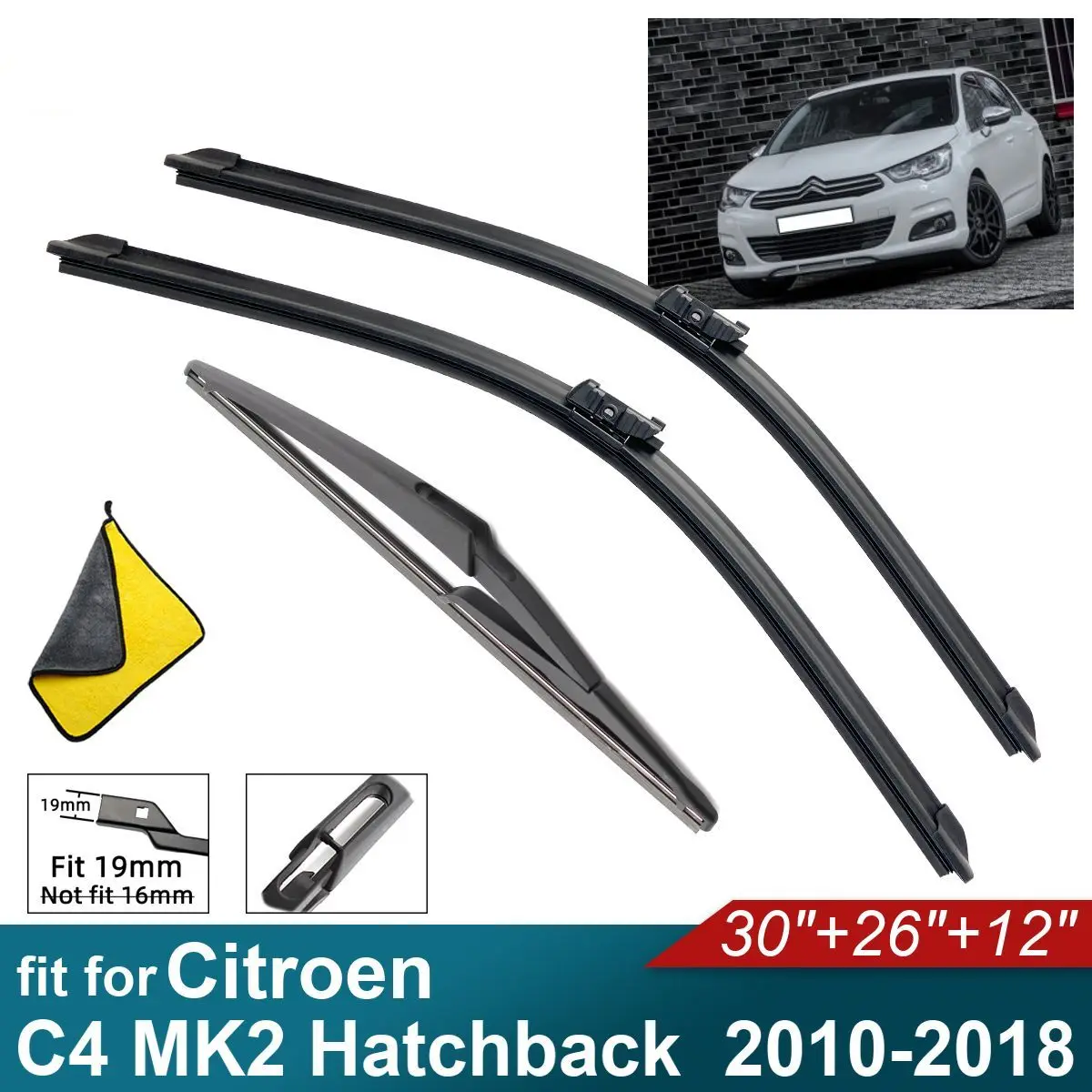 

Car Windshield Wiper Blades Fit For Citroen C4 MK2 Hatchback Rear Wiper Blades Soft Rubber Auto Front Windscreen