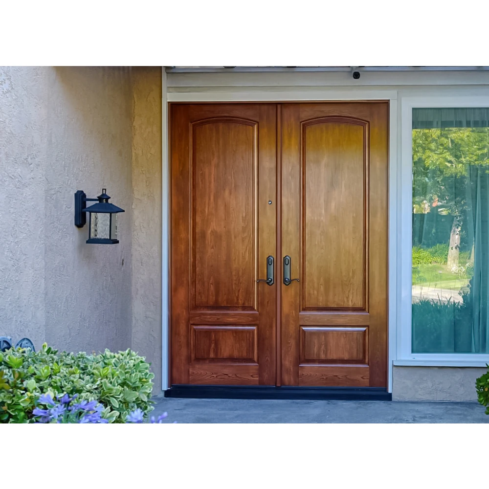 Customized Luxury Classic Design Double Timber Wood Door Fireproof Soundproof Main Entrance Timber Wood Door