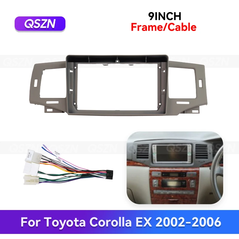 

QSZN 9-дюймовая автомагнитола для Toyota Corolla EX 2002-2006, Android, с рамкой, GPS, MP4, мультимедиа, навигацией и проводкой