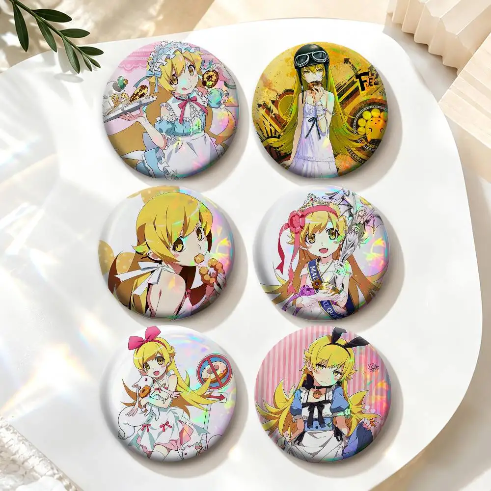 Anime Girl O-Oshino Shinobu  Badges Creative Tinplate Button PinsBrooch Badge Clothes Backpack