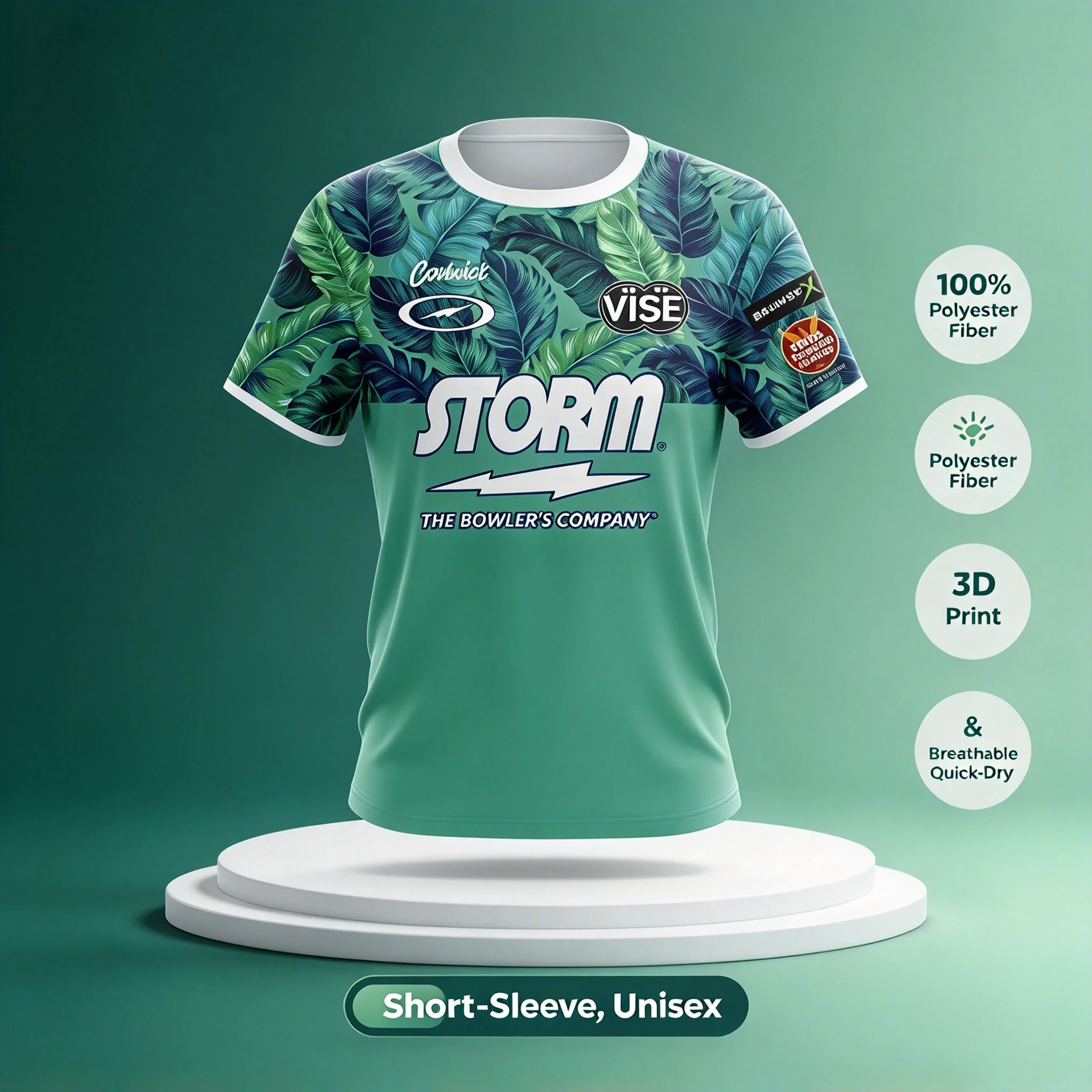 New Coolwick Storm Bowling Jersey Black Lightning Logo Short Sleeve T-Shirt Performance Pro Player Casual Sport Family Kids Tees