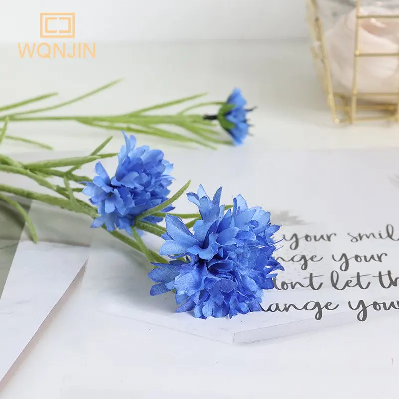 1PCS Nordic Blau Lange Zweig Sternen Kornblume Seide Künstliche Blumen Hause Hochzeit Party Dekoration Flore Fleurs Artificielles – Detail 10