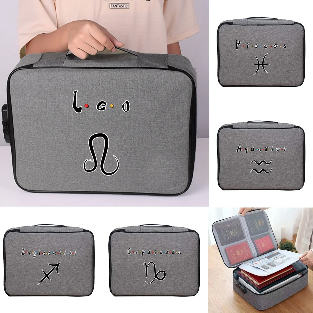 For Men Women Outdoor Travel Credentials Waterproof Storage Handbag File Holder Constellation Print Documents Bag Organizer Case