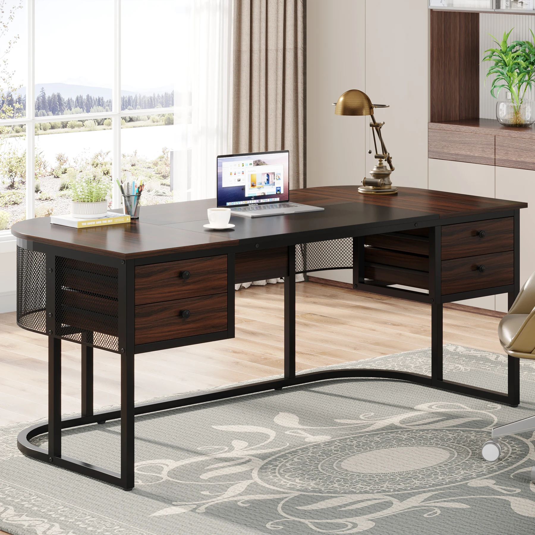 Tribesigns 63-Inch Executive Desk with 4 Drawers, Large Office Desk Computer Desk, Business Furniture Desk Workstation