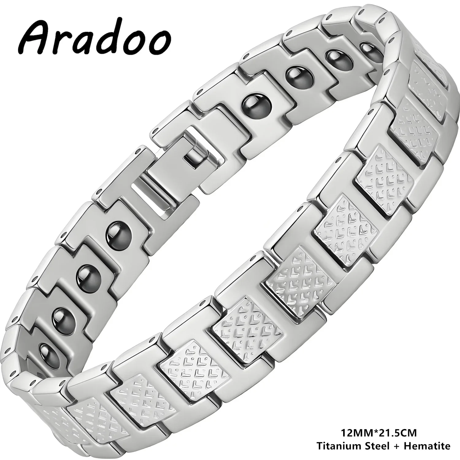 ARADOO Herren-Armband aus Titanstahl mit Krokodilmuster, Gliederkette, Premium-Business-Schmuck, Geschenk