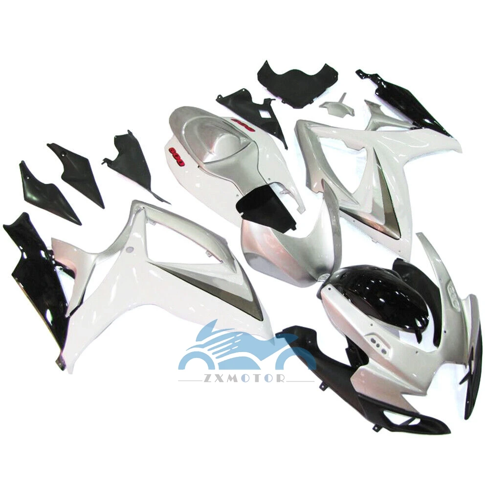 Injection Body Protection Fairing Kits For Suzuki GSXR600 2006 White Black fairings GSX-R750 06 07 GSXR750 2006 2007 K6