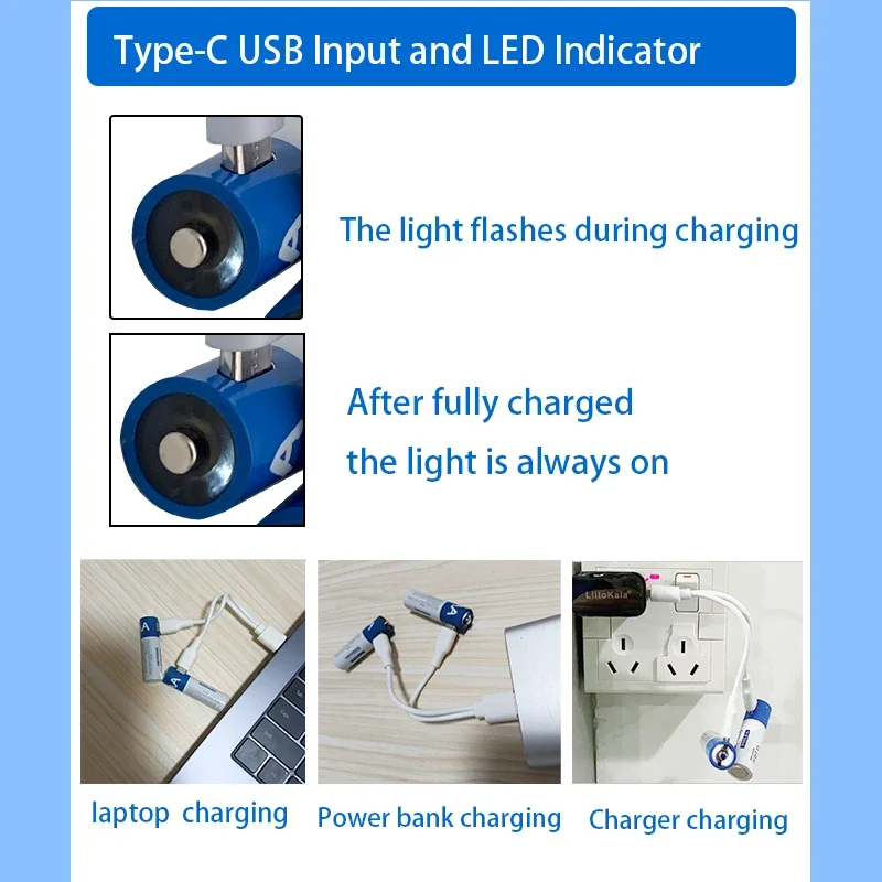4PCS AA+AAA 1.5V USB Rechargeable Battery AAA 3500mah/AA 5000mah Li-ion Batteries for Camera Toy Car MP3 Player+TYPE-C Cable
