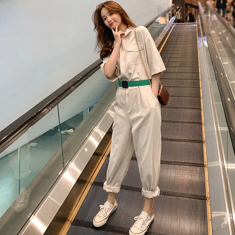 

Faionable Korean Sle Loose High Waist ort Sve Workwear Rer Women's Casual Comfortable High Waist Polyester Fiber