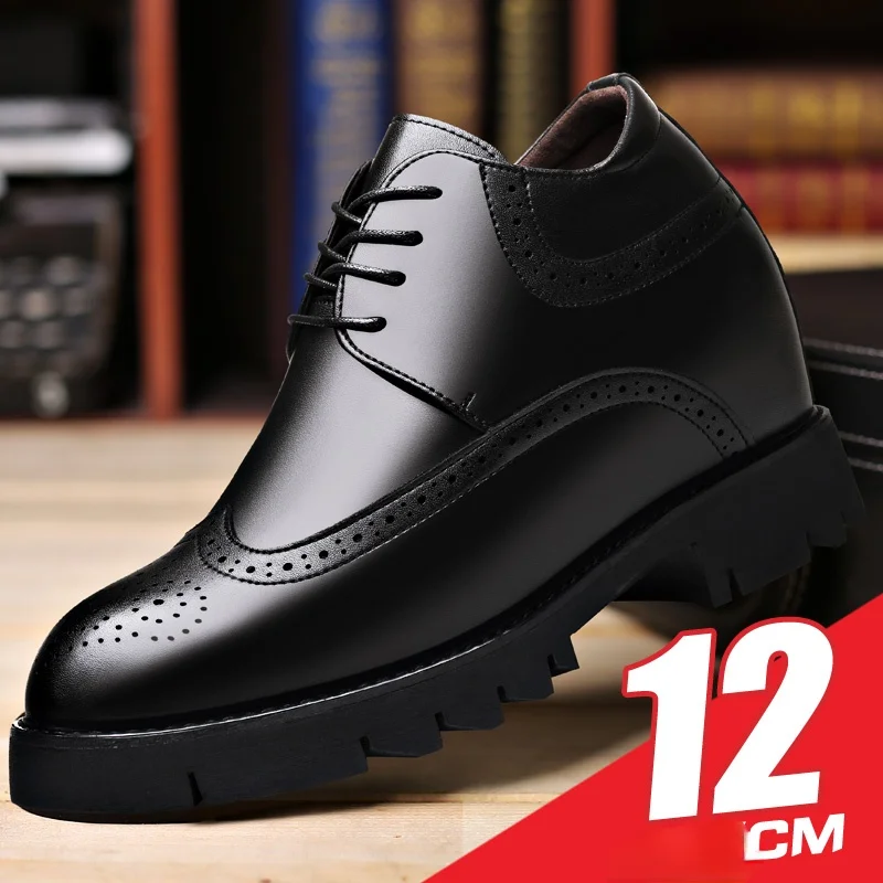 

Men's Cowhide Elevator Men's Shoes Increased 12cm Business Formal Wear Leather Shoes Increased Brock High Heel Derby Men's Shoes