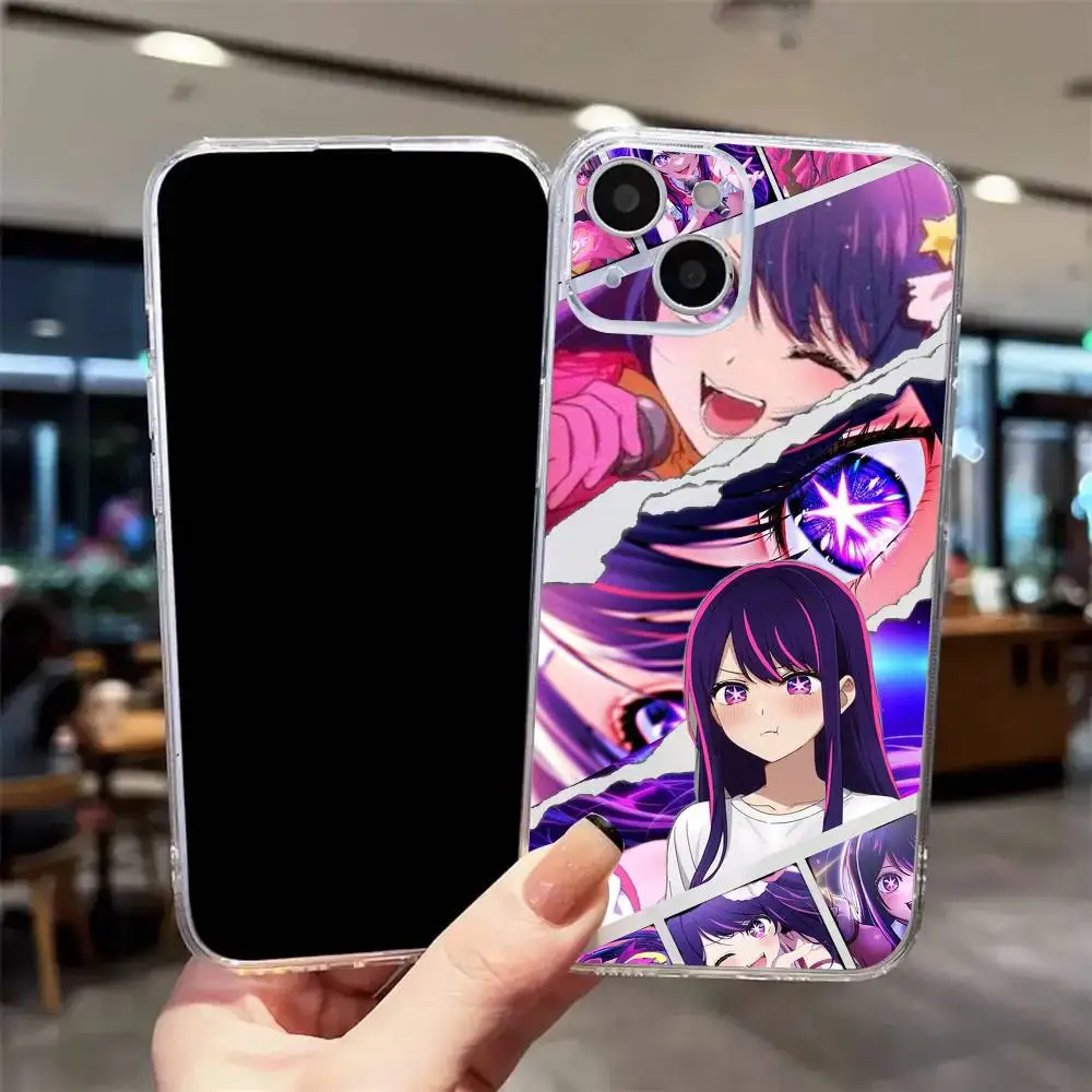 

1PC Anime Hoshino Ai Phone Case IPhone 16 15 14 13 12 11 Pro Max 13 12Mini Shockproof Soft Clear Cases Coque