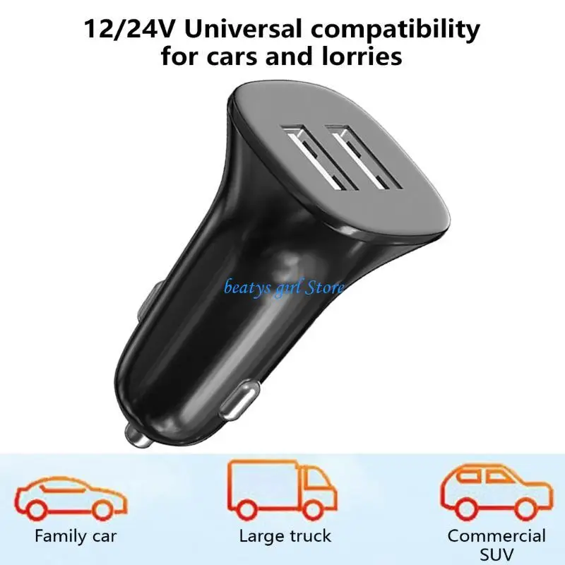 C7AB Car USB Car Phone Adapters Cigarettes Outlet 5V 3.4Amp Fast Charges for Navigations