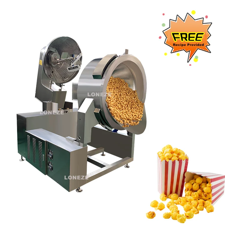 Large Capacity Automatic Industrial Caramel Gas Popcorn Machine Price Commercial Sweet Mushroom Electric Popcorn Making Machine