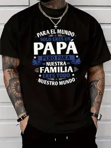 Camiseta de algodón con estampado gráfico de papá latinoamericano, camiseta cómoda para el Día del Padre, conjunto familiar a la moda, camisa informal extragrande, regalo de cumpleaños y para el día del padre latino para él